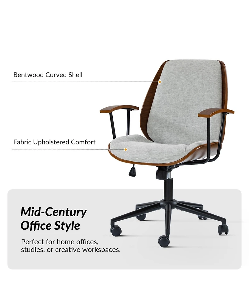 Hulala Home Oswina 37.75"H Modern Tilting Upholstered Solid Wood Office Chair with Bent