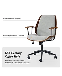 Hulala Home Oswina 37.75"H Modern Tilting Upholstered Solid Wood Office Chair with Bent
