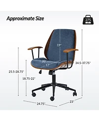 Hulala Home Oswina 37.75"H Modern Tilting Upholstered Solid Wood Office Chair with Bent