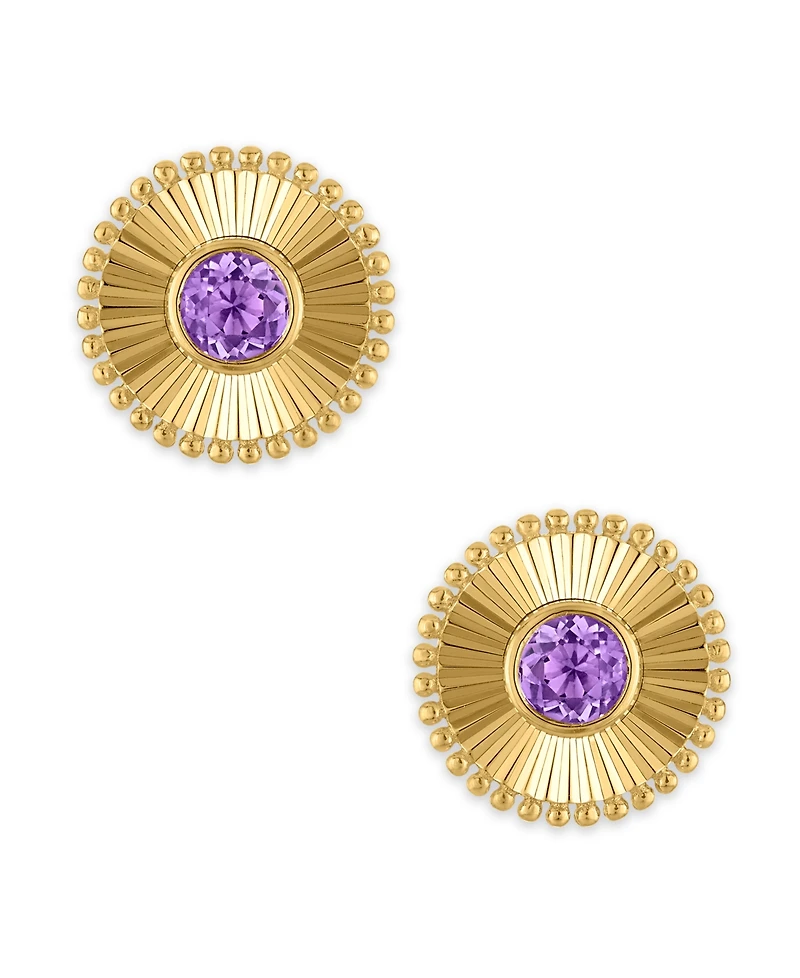 Macy's Swiss Blue Topaz (3/8 ct. t.w.) Diamond Cut Texture Earrings 14k Yellow Gold (Also Available Amethyst)