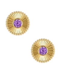 Macy's Swiss Blue Topaz (3/8 ct. t.w.) Diamond Cut Texture Earrings 14k Yellow Gold (Also Available Amethyst)