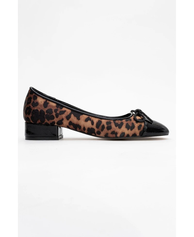 Prologue Shoes Women's Julien Bow Detail Block Heel Flat