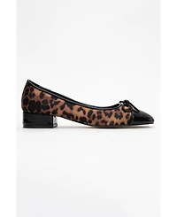 Prologue Shoes Women's Julien Bow Detail Block Heel Flat