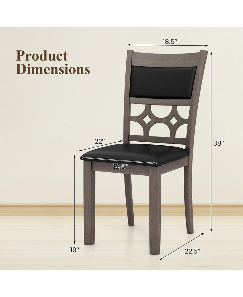 Gouun Upholstered Dining Chairs Set of 2 with Padded Backrest and Seat, Rubber Wood Frame