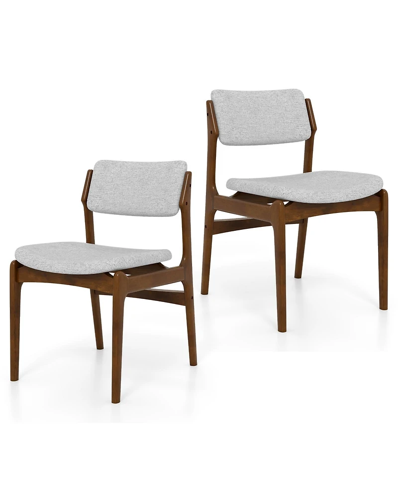 Gouun Modern Padded Dining Chairs Set of 2 with Rubber Wood Legs and Linen Seat
