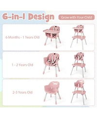 Gouun Baby 4-in-1 Convertible Table and Chair Set with Pu Cushion and Safety Harness