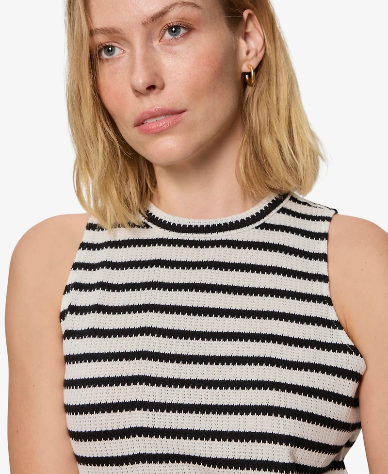 Sanctuary Petite Sleeveless Striped Campari High-Neck Tank Top