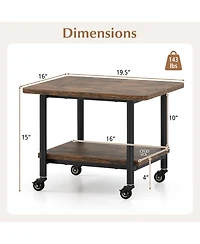 Gouun 2-Tier Under Desk Printer Stand with Storage Shelf and Locking Wheels