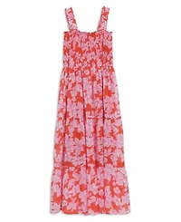 Speechless Girls' 8-16 Maxi Smocked Bodice Tier Dress with Sunglass