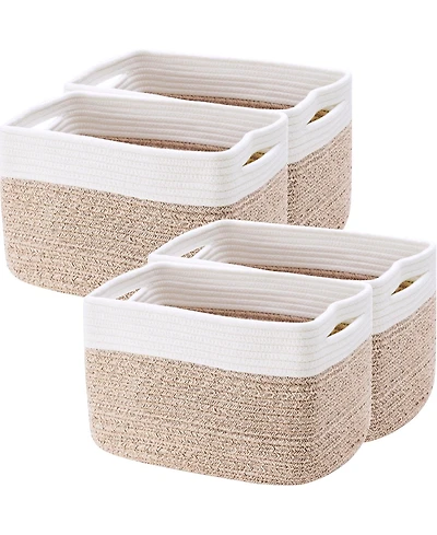 Gnuadz 4 Pack Rope Basket Woven Rectangle Storage Bins Girl