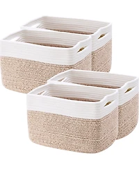 Gnuadz 4 Pack Rope Basket Woven Rectangle Storage Bins Girl