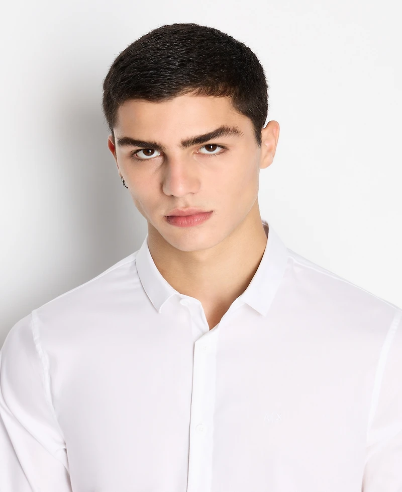 A|X Armani Exchange Men's Slim Fit Ultra Stretch Lyocell Twill Button Up Shirt