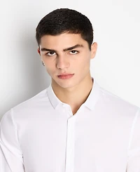 A|X Armani Exchange Men's Slim Fit Ultra Stretch Lyocell Twill Button Up Shirt
