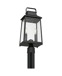 John Timberland Jubliee 20 High Modern Outdoor Post Light Fixture Pole Porch Set of 2 2-Light Metal Clear Glass Shade