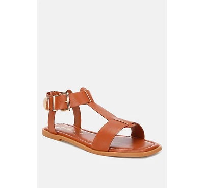 London Rag Women's Yumal Buckled Square Toe Flat Sandals