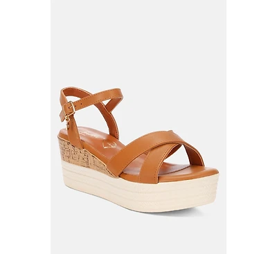 London Rag Women's Zinny Buckle Strap Contrast Heel Wedges