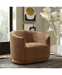 Hulala Home Berklie 31.5"W Modern Boucle Chenille Swivel Barrel Armchair with Ergonomic Backrest