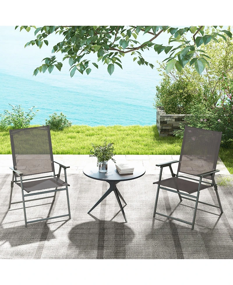 Gymax 4PCS Patio Portable Metal Folding Chairs Dining Chair Set Poolside Garden