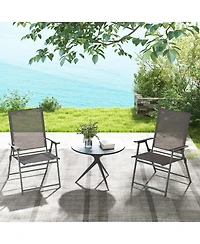 Gymax 4PCS Patio Portable Metal Folding Chairs Dining Chair Set Poolside Garden