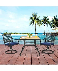 Gymax 2PCS Patio Swivel Dining Chairs Lattice Rocker Cushioned Armrest