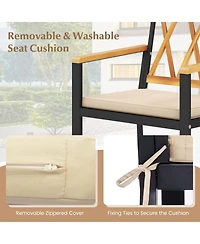 Gymax Patio Dining Chairs Set of 4 Metal Outdoor Chairs w/ Removable Padded Cushions