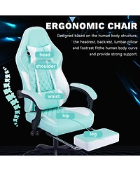 Flynama Massage Gaming Chair with Footrest,Racing Style Gamer Chair