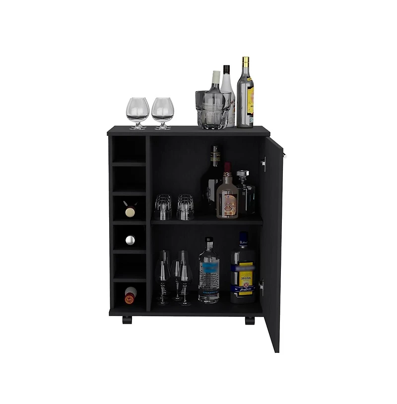 Flynama Cisco Bar Cart for Living Room with Bottle Storage and Casters
