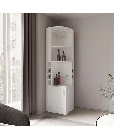 Flynama Beijing Corner Bar Cabinet with Glass Rack and 8 Racks