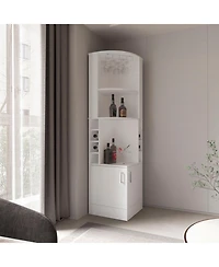 Flynama Beijing Corner Bar Cabinet with Glass Rack and 8 Racks