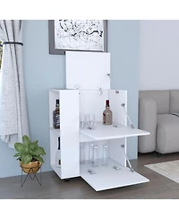 Flynama Bar Cart with 2 Pull-Down Door Cabinets and 2 Open Shelves, 32.2"H Rolling Cart