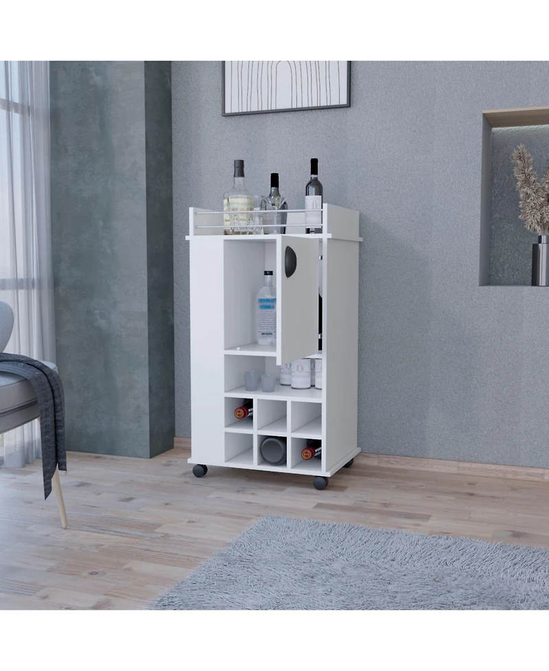flynama Bar Cart with 2 Cabinets with Casters Finish