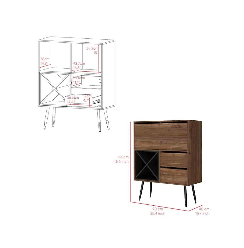 Flynama Bar 35.4" W x 15.7" D with 1 Cabinet, 1 Drawer Finish