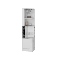 Flynama Bar Cabinet 17.0" H x 17.1" W with 2 Cabinets, 1 Shelf 8 Rack White Finish