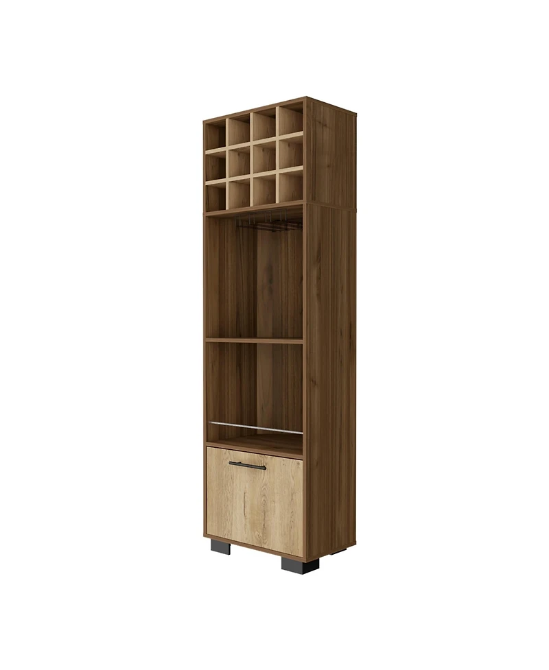 Flynama Bar Cabinet 20" H x 20.5" W with 1 Cabinet, 2 Drawers, 1 Shelf Macadamia Finish