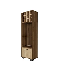 Flynama Bar Cabinet 20" H x 20.5" W with 1 Cabinet, 2 Drawers, 1 Shelf Macadamia Finish