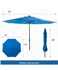 Mondawe 11 Ft Solar Led Market Patio Umbrella with Crank & 45degree(s) Tilt (No Base)