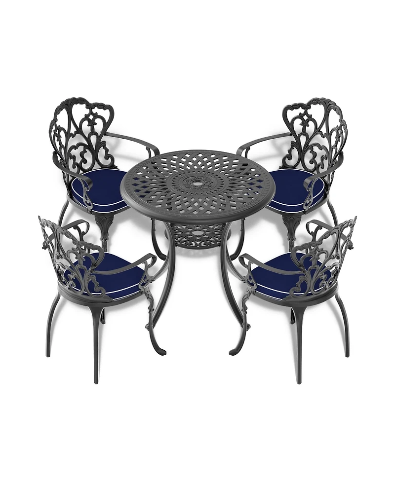 Clihome 30.71-inch Cast Aluminum Patio Dining Table With Frame and Umbrella Hole