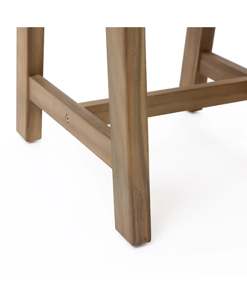 LuxenHome Outdoor Side Table, Acacia Wood Patio End Table with Woven Wicker Trim, Small Outdoor Accent Tables for Patio, Balcony, Garden