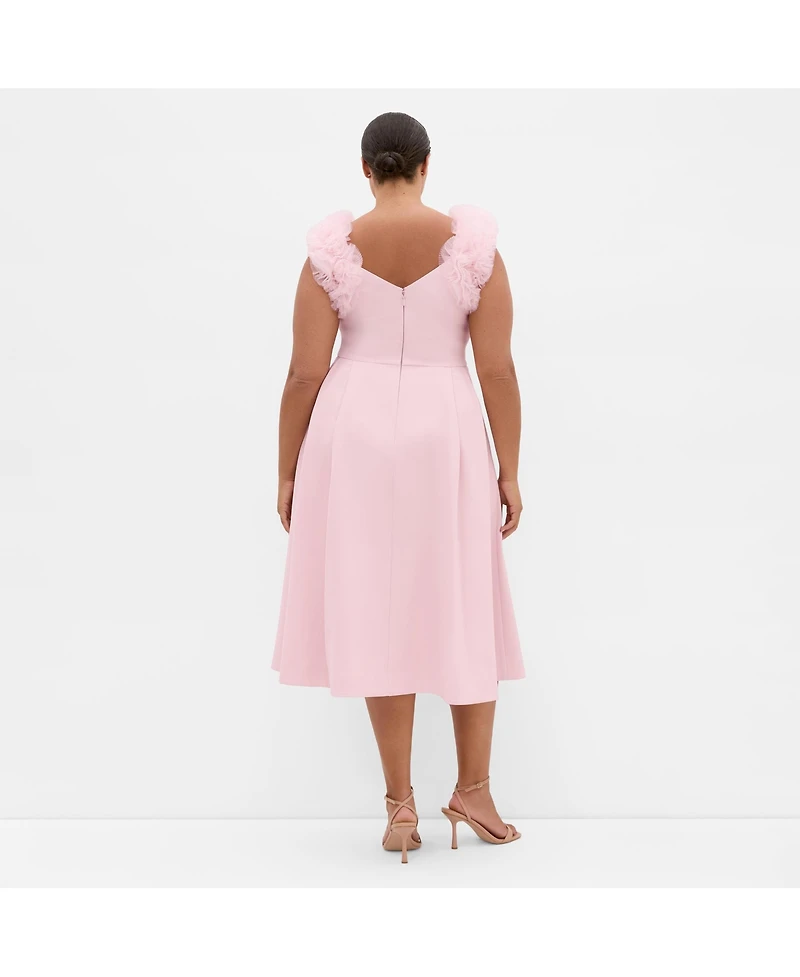 City Chic Women's Roselyn Ruffle Tulle Midi Dress