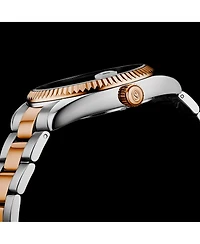 Stuhrling Vanguard 4069 Men s Quartz Watch – 42mm, Silver Dial, Rose Gold-Tone Bezel, Two-Tone Bracelet, Date, 100M Water Resistant