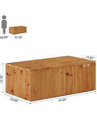 Tribesigns 47-inch Rectangle Solid Wood Block Coffee Table, Retro Style