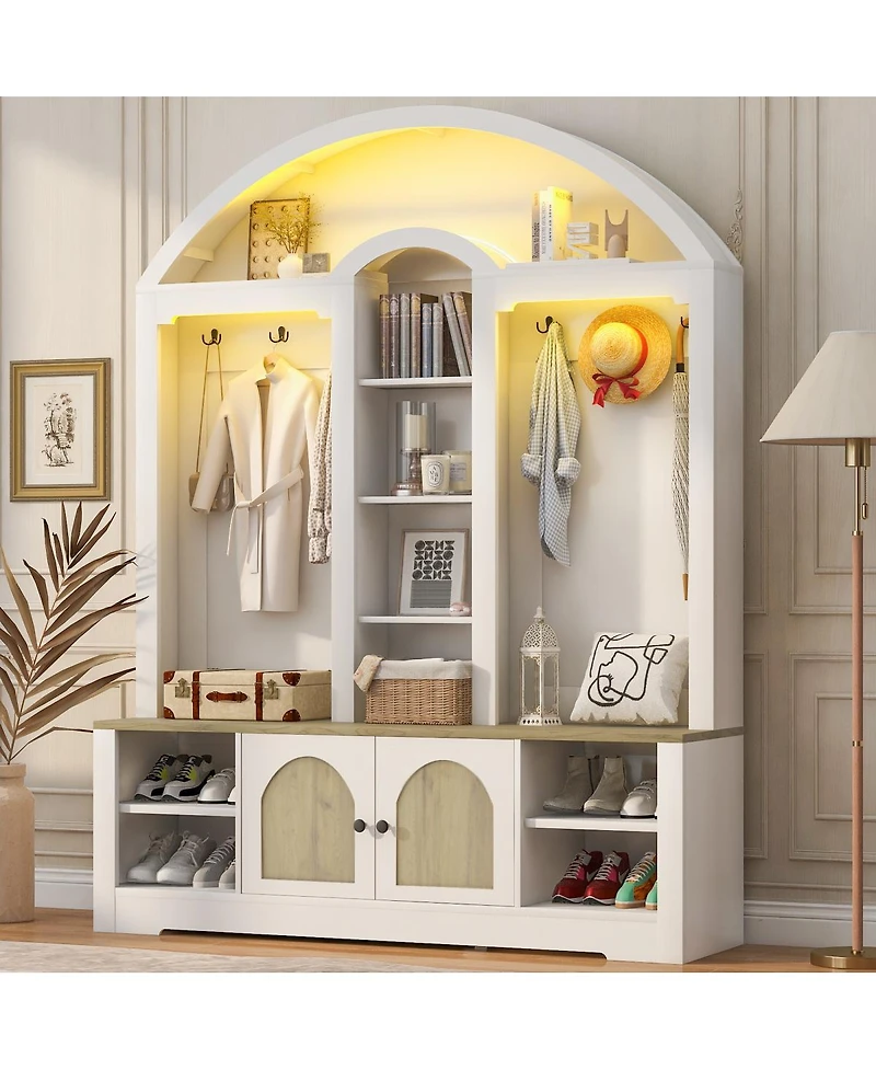 Streamdale Furniture Multi-functional wardrobe with shoe racks, hangers, and hooks.