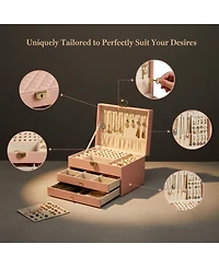 Yigii Lockable Jewelry Organizer with Drawers Customizable Storage Gifts for Women Mom
