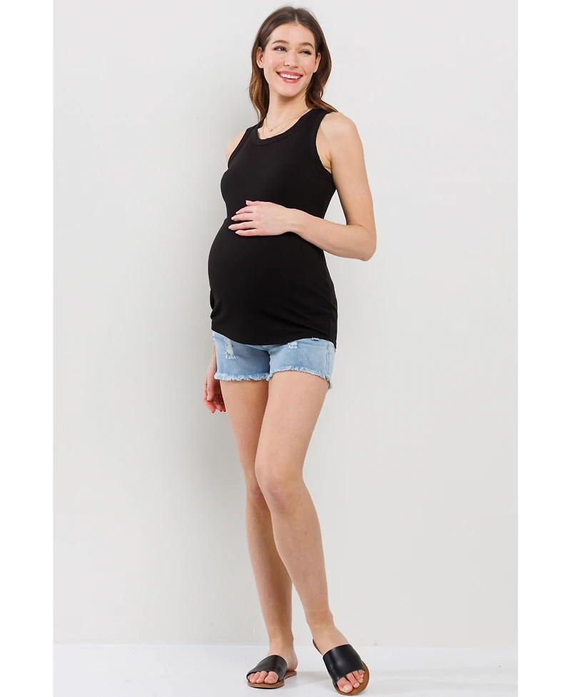 Hello Miz Maternity Fitted Ribbed Crewneck Tank Top