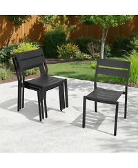Pellebant Outdoor Patio All-Weather Dining Chairs Set Aluminum Stackable Chairs