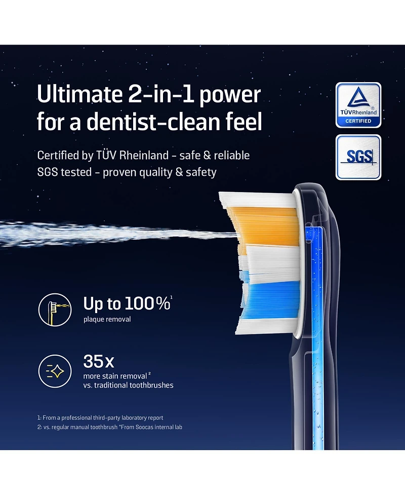 Soocas Neos Ii Electric Toothbrush with Water Flosser, Sonic Electric Toothbrush for Adults, Cordless Water Flosser for Travel