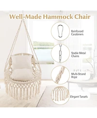 Sugift Hanging Hammock Chair with Soft Seat Cushion and Sturdy Rope Chain