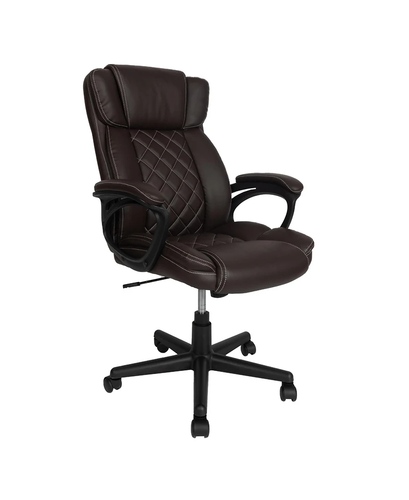 Flynama Ergonomic Executive Faux Leather Office Chair,Diamond-Stitched High Back Chair