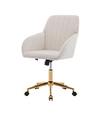 Flynama Gold Base Luxury Ergonomic Swivel Office Chair,Long Sitting Comfort Chair
