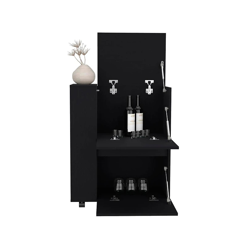 Flynama Belleville Bar Cart with Dual Cabinets and Mobile Design